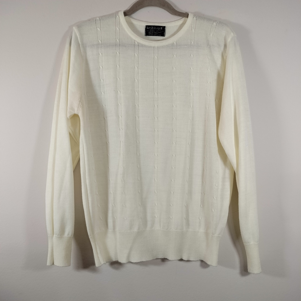 Vintage Knitivo Off-White Crewneck Sweater (Mens Medium)